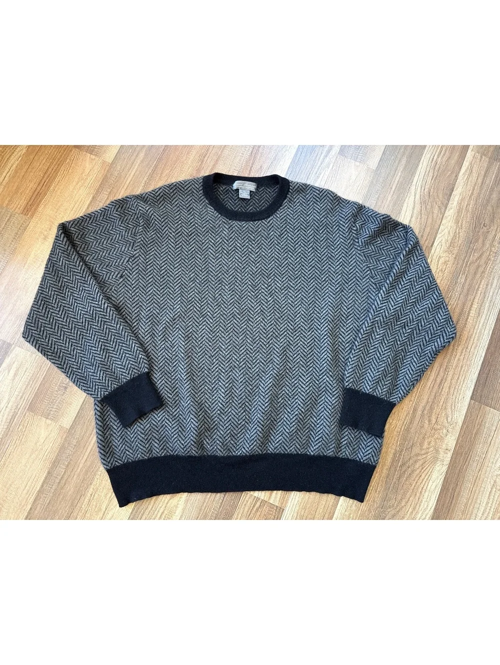 Daniel Cremieux Signature Herringbone Sweater Men's XXL 100% Cashmere Gray
